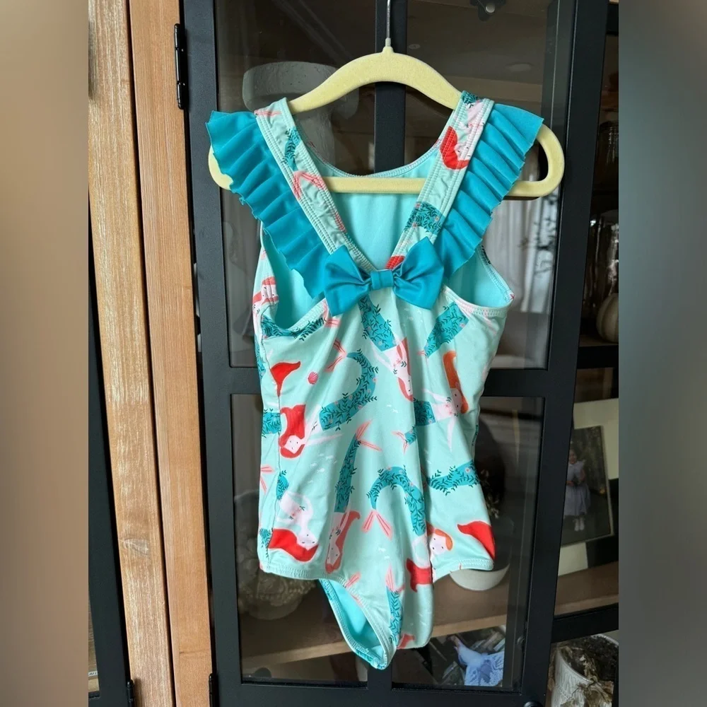 Pepita & Me toddler one piece swimsuit mermaids bow ruffle coralina turquoise